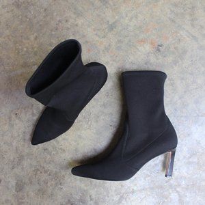 Stuart Weitzman Rapture Sock Booties, Black, Size